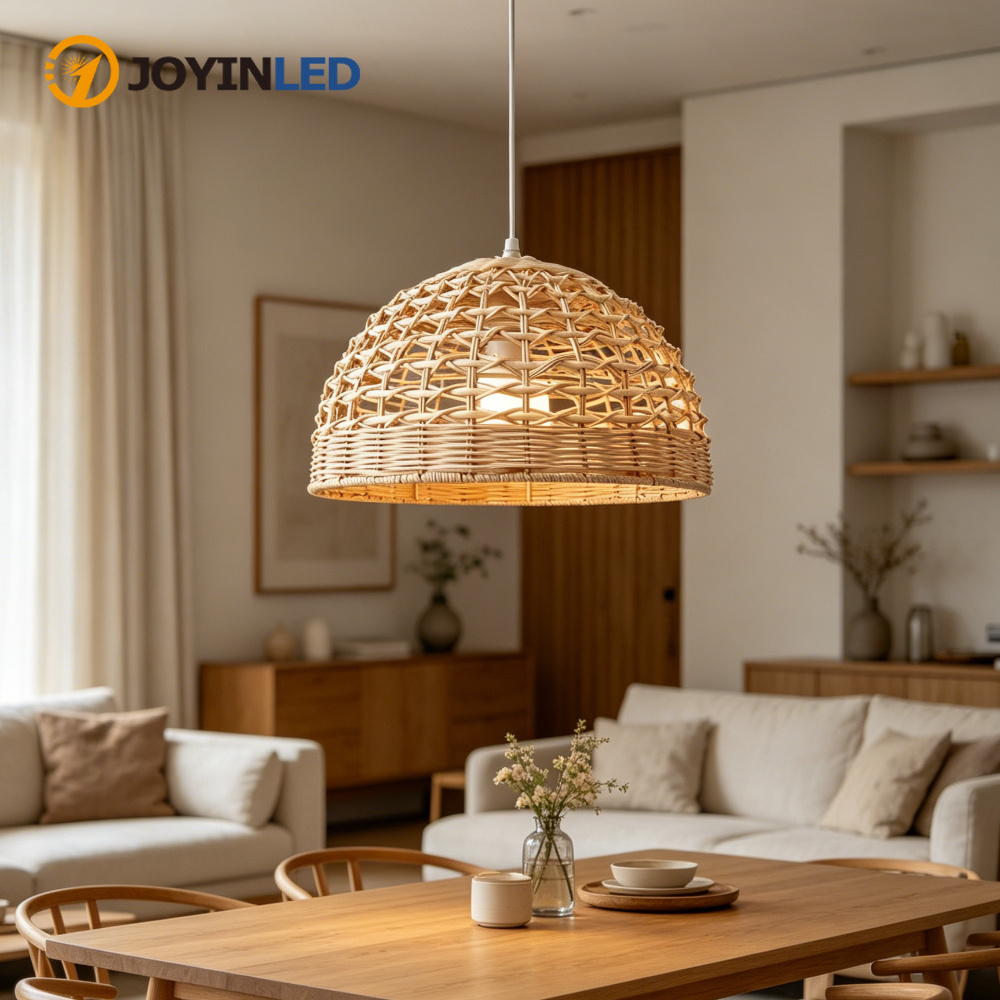 Wicker Pendant Shade - JOYINLED Japanese Style Rattan Chandelier Wicker