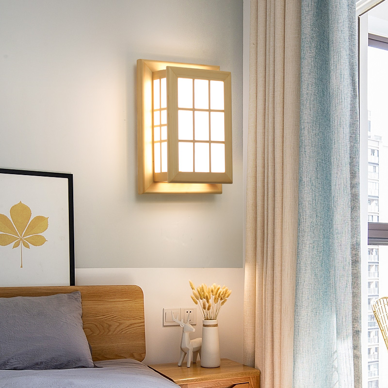 Interior Design Japan - Japanese Style Wall Lamp Solid Wood