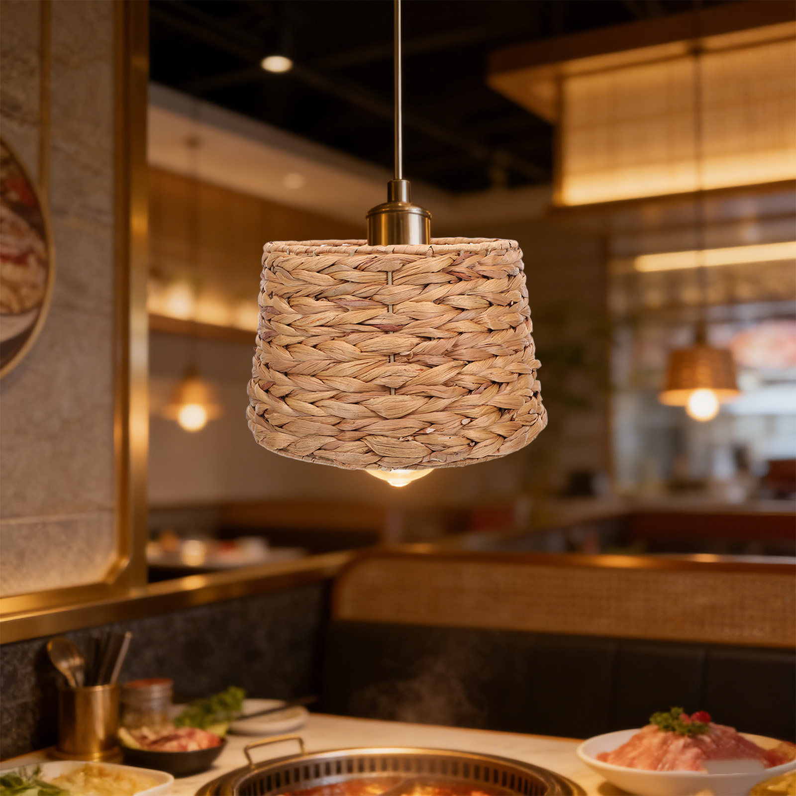 Wicker Pendant Shade - Seagrass Drum Lampshade 42Mm Hole Diameter
