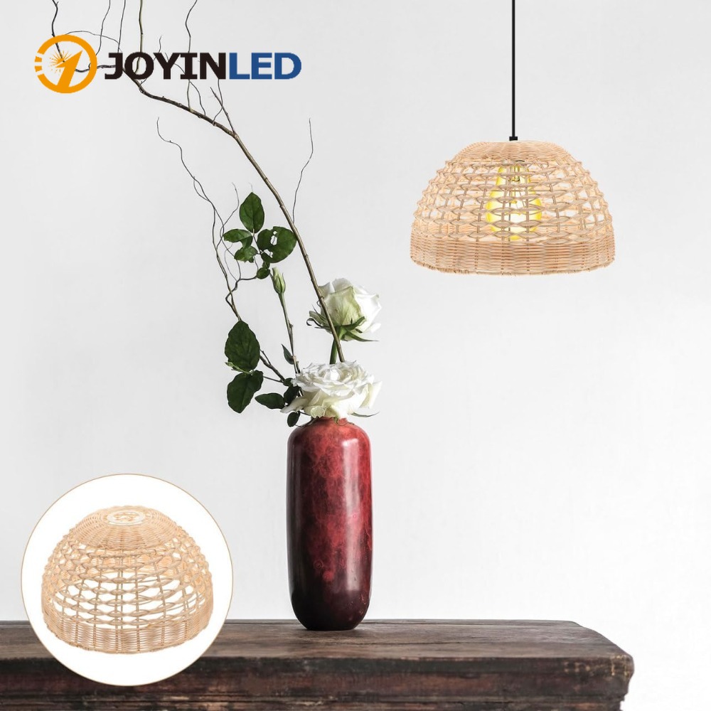 Wicker Pendant Shade - Rattan Pendant Lamp Woven Cage Hanging