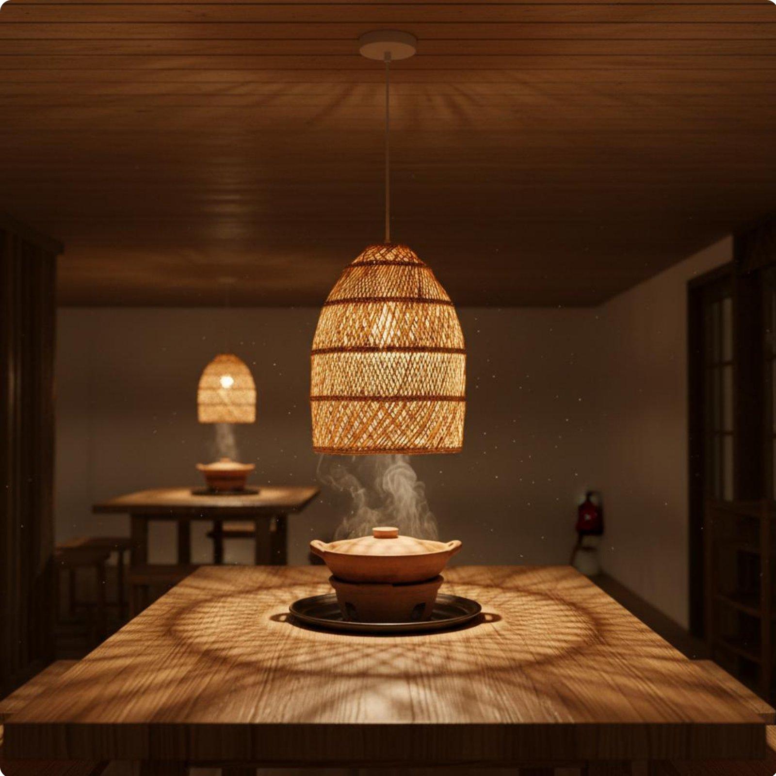 Wicker Pendant Shade - Creative Rustic Woven Lamp Shade Wicker