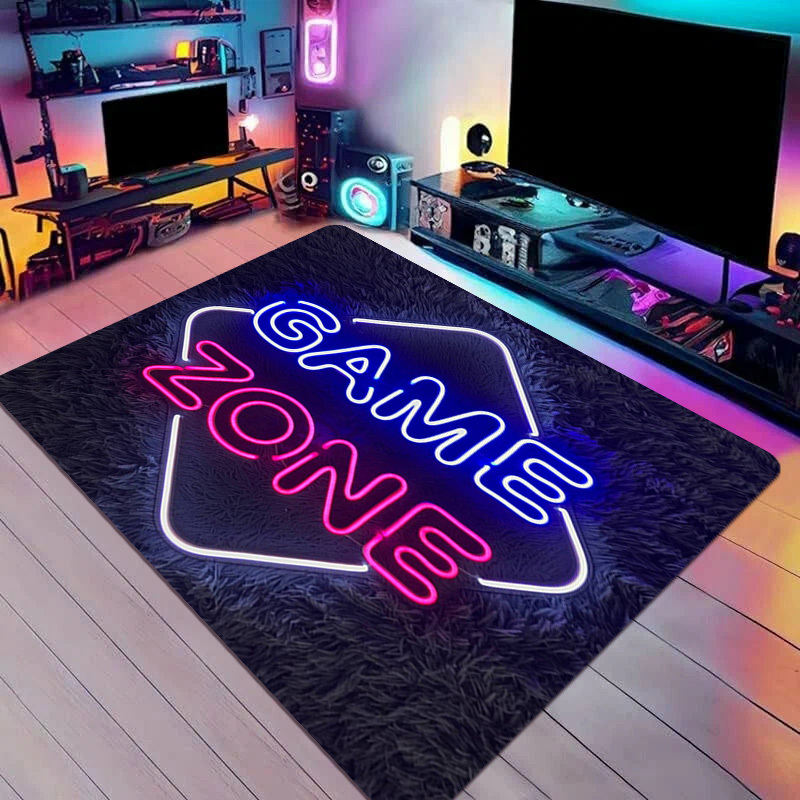 Interior Design Game - Faux Neon Game Zone Area Rug