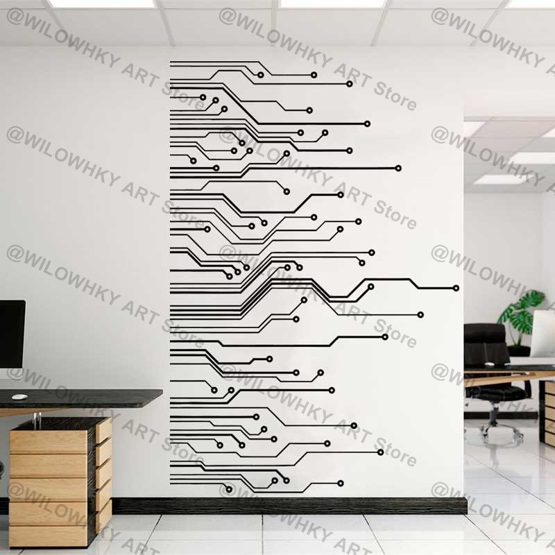 Interior Design School - Circuit Board Science Playroom Technology Vinyl