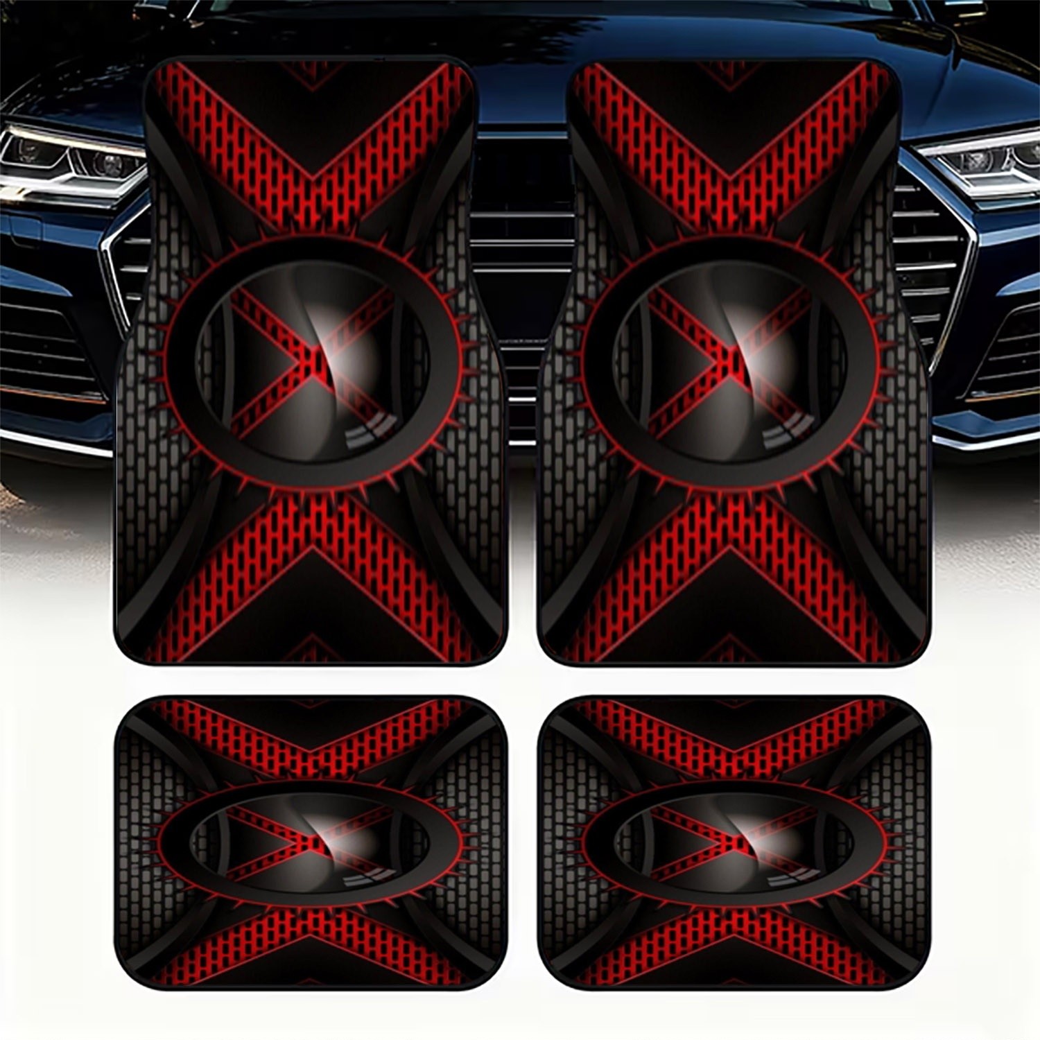 4pcs Car Floor Mats, Black & R - đánh giá và giá Interior Design Tech