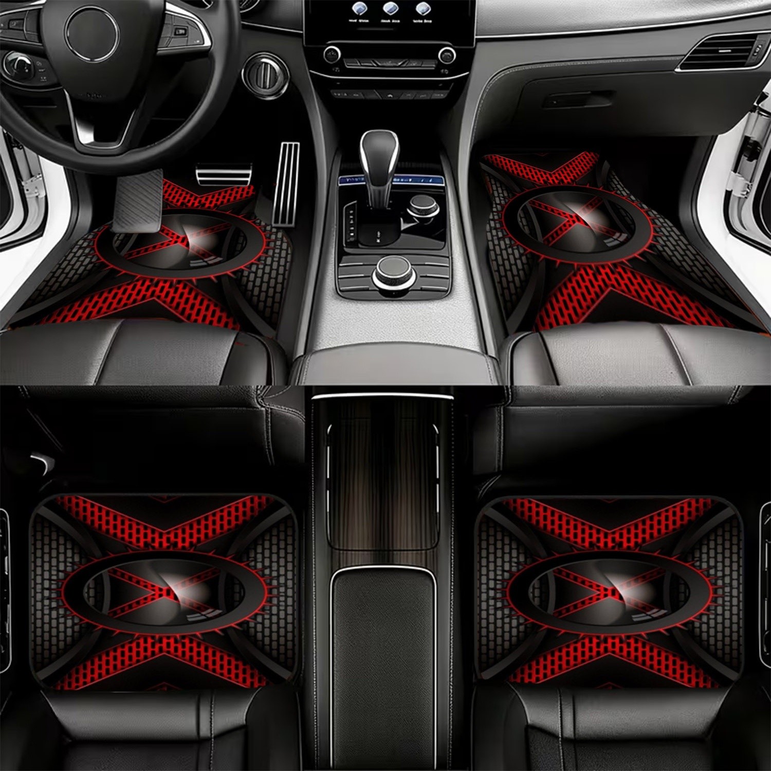 4pcs Car Floor Mats, Black & R - đánh giá và giá Interior Design Tech