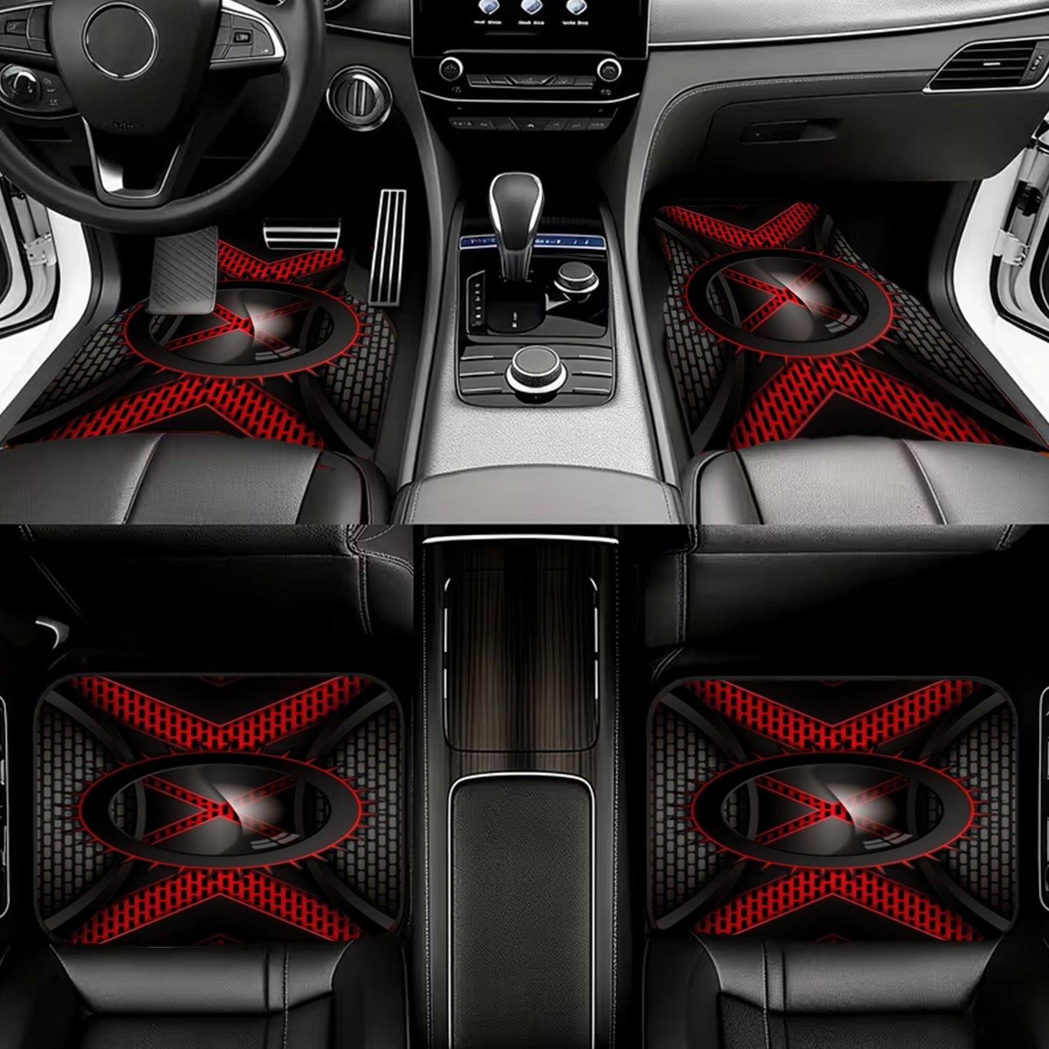 4pcs Car Floor Mats, Black & R - đánh giá và giá Interior Design Tech