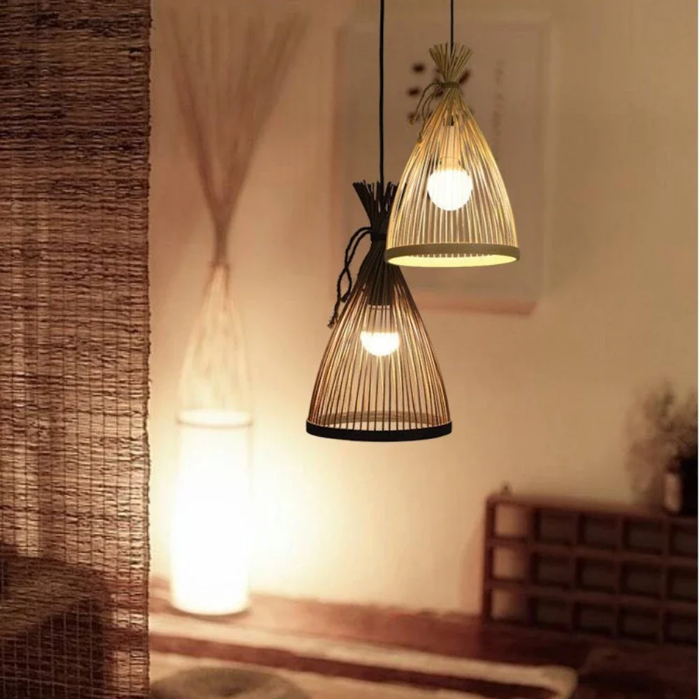 Japanese Chandelier Natural Ba - đánh giá và giá Wicker Pendant Shade