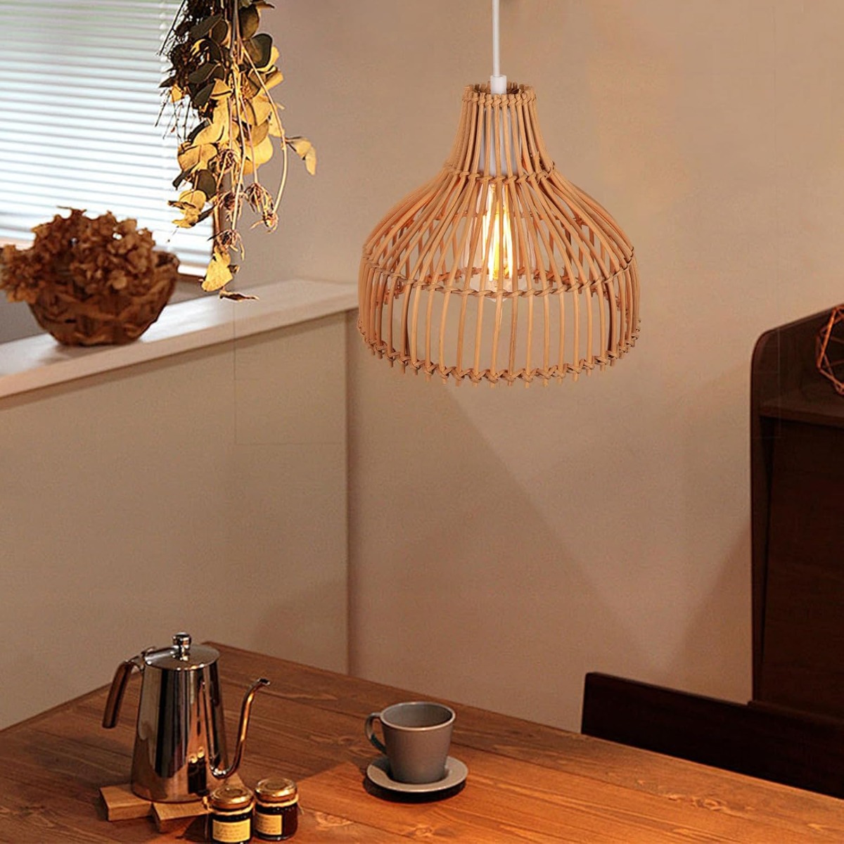 Rattan Woven Pendant Lamp Boho - đánh giá và giá Wicker Pendant Shade