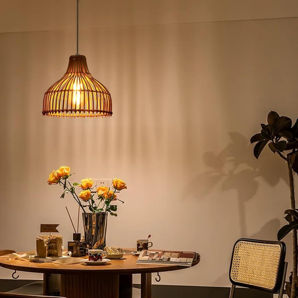Rattan Woven Pendant Lamp Boho - đánh giá và giá Wicker Pendant Shade