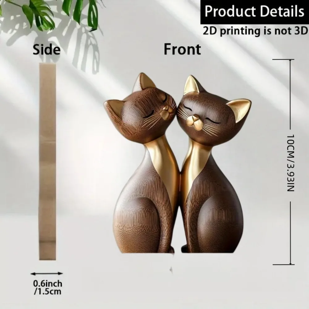 Wooden Kitten Couple Sculpture - đánh giá và giá Interior Design School