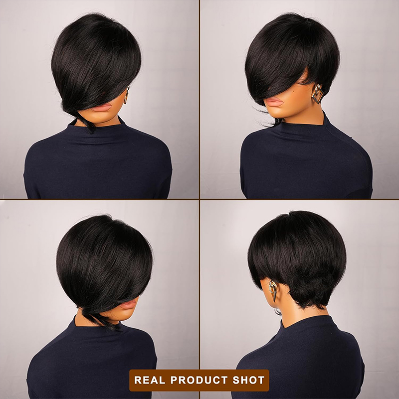 Short Pixie Cut Wig With Bangs - đánh giá và giá Textured Throw Natural