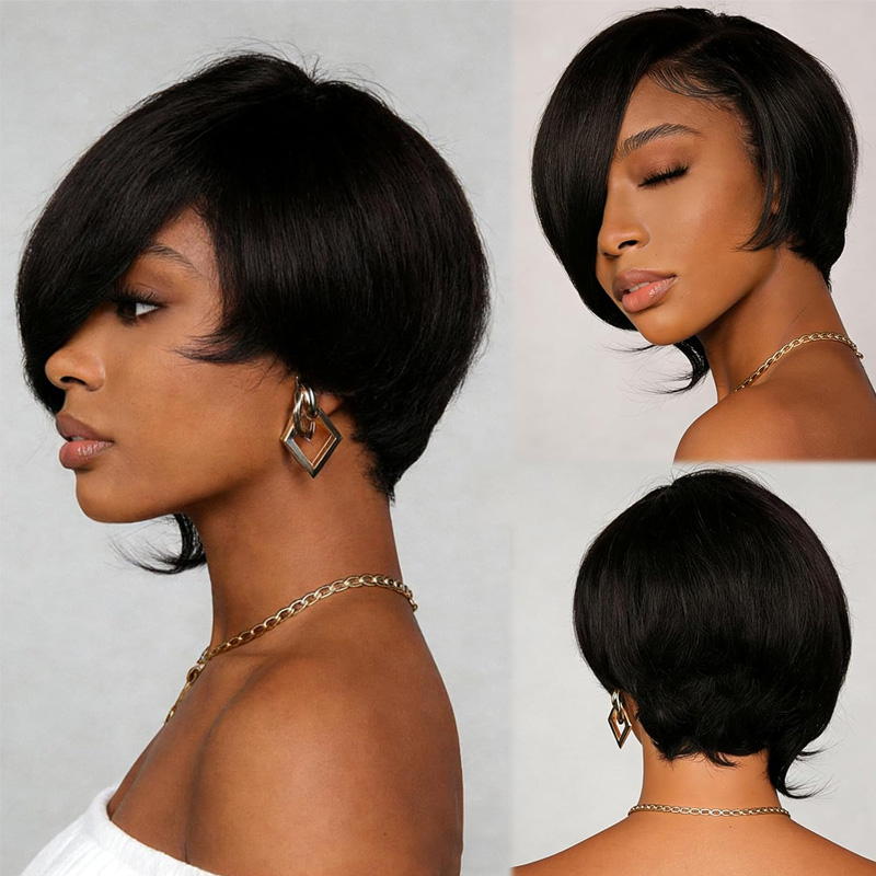 Short Pixie Cut Wig With Bangs - đánh giá và giá Textured Throw Natural