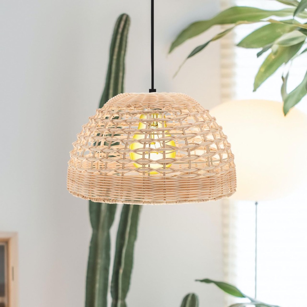 Rattan Pendant Lamp Woven Cage - đánh giá và giá Wicker Pendant Shade