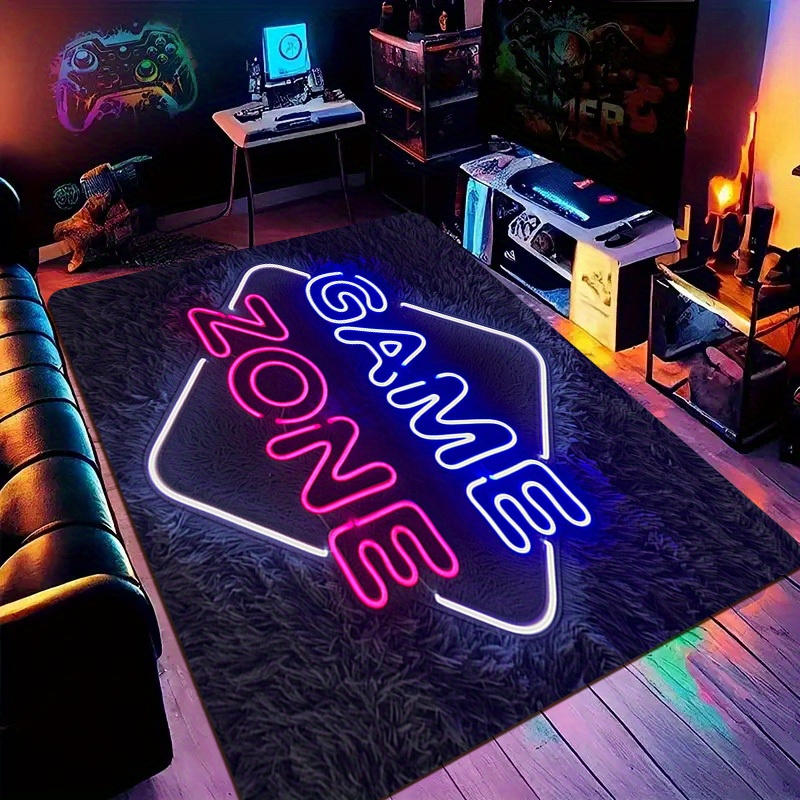 Faux Neon Game Zone Area Rug N - đánh giá và giá Interior Design Game