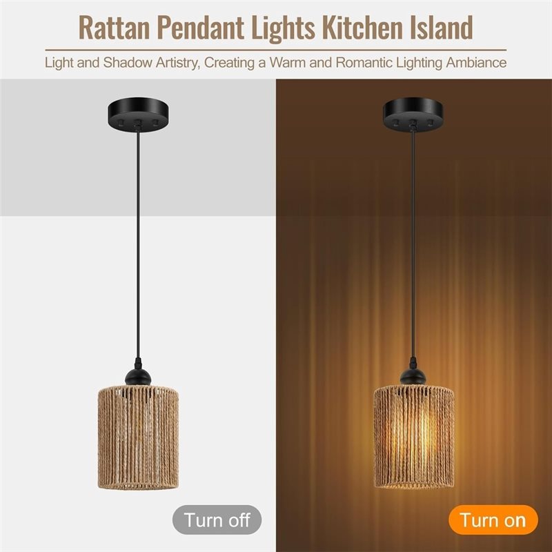 T19C 2 Pack Handwoven Wicker S - đánh giá và giá Wicker Pendant Shade