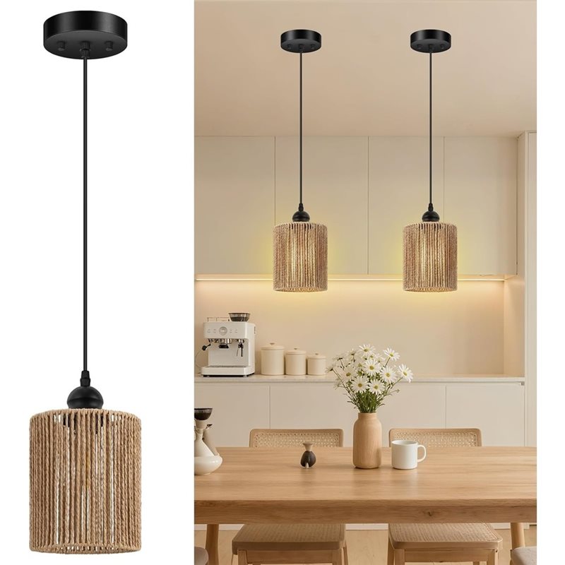 T19C 2 Pack Handwoven Wicker S - đánh giá và giá Wicker Pendant Shade